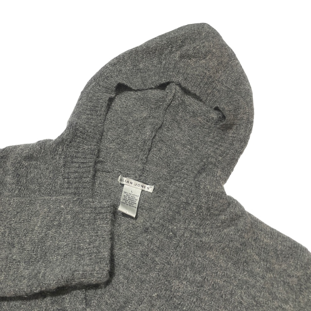 Jillian Jones Large Gray Wool Blend Long Sleeve‎ Hoodie Sweater